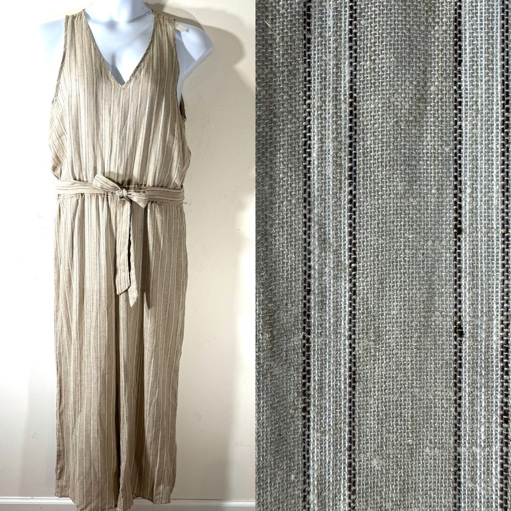 Anthropologie Drew Khaki Striped Jumpsuit